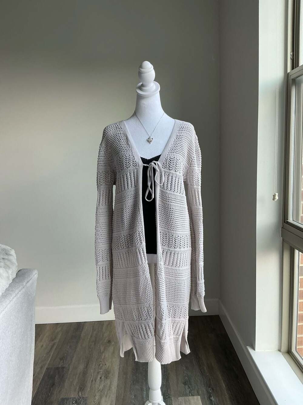 No Boundaries Crochet Duster Cardigan L Y2K Coquette